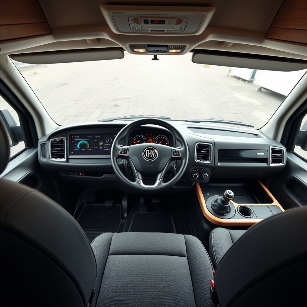 A wide-angle interior photograph of a Hymer ML-T 580 cockpit with Fiat Ducato dashboard